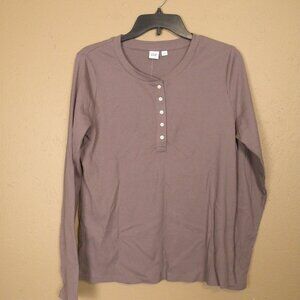 NWT Gap Henley Long Sleeve T-Shirt Top Putty